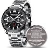 MEGALITH Orologio Uomo Cronografo Acciaio: Elegante Quadrante Grande 46 mm | Orologi Vestito da Polso Analogico Data Luminose per Casual Formale - Regalo per Padre Marito Amico Natale Compleanno