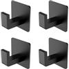 GmwyCzV 4 Pezzi Ganci Adesivi,Appendiabiti da Parete Autoadesivo,Ganci Portasciugamani Senza Foratura,Impermeabile Gancetti Autoadesivi Bagno in Aluminium,per Cucina,Bagno, Ufficio (Nero)