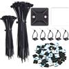 tallkeey Set di 200 fascette stringicavo nero e 100 pezzi forte autoadesivo, supporto base adesivo, supporto di base e fascette resistenti ai raggi UV, per casa, ufficio