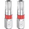 QUARKZMAN 2pz Punte Cacciavite Torx T30H 1/4 Attacco Esagonale 25mm/1 Lunghezza Stelle Magnetiche a 6 Punti Testa Esagonale Punte in Acciaio S2 Cacciavite Elettrico con Foro Testa Torx