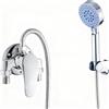 Wootap Miscelatore per doccia con tubo e testa da 1,5 m, set di rubinetti per doccia a parete, valvola miscelatore manuale per acqua fredda e calda, finitura cromata