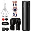 Turmegtt Sacco da Boxe 120CM per Adulti Set, con Guantoni da Boxe, Kit Protezioni Blu, Palla di Rimbalzo, Catena e Gancio, Sacco Boxe Per Allenamento Casa Palestra, Kickboxing, Muay Thai, Karate, Taekwondo