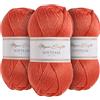 Utopia Crafts Softease - Filato per lavoro a maglia e uncinetto, 3 confezioni da 100 g (cachi fuoco)