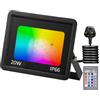 Phlbao Faretto LED RGB da 20 W, per esterni, 16 milioni di colori e 16 modalità, Smart LED, IP66, impermeabile, luce d'atmosfera da giardino