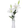 huaao 2 pezzi Fiori Artificiali Gigli Bianco in Lattice, 76cm Gambo Lungo, Giglio Artificiali Bouquet Decorazione per Matrimoni, Feste, Nozze, Uffici,