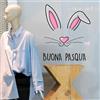 kina Vetrofania Festa di Pasqua su PVC Trasparente Adesivo Decorazione Vetro Vetrine Negozi Finestre UVPQ0020 - Misure 40x50 cm - Made in Italy
