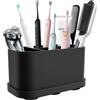 Csuntikulo Porta Spazzolini Bagno, Impermeabile con Ventosa Rimovibile per Fissare a Piacimento la Parete del Piano di Lavoro, Dentifricio Multifunzionale in Silicone Organizer, Nero