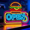 Mineup Hamburger Insegna al neon aperta, Insegne aperte Luci al neon per hamburger, Hamburger Insegna al Neon per Decorazione Della Parete, per Hamburger Negozio Ristorante Casa Bar Fast Food Shop
