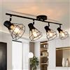 Unikcst Plafoniera Faretti, 4 faretti da soffitto a Led Interni Base E27, plafoniera girevole a 350° LED, plafoniera, lampada da soffitto per camera da letto, corridoio, max 60 W (senza lampadina)