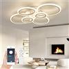WODA Shang Mao Plafoniera Moderna Dimmerabile L80cm, Bianca 72W 6400LM, LED Con Telecomando per Soggiorno, Cameretta, Camera da Letto, Cucina, Corridoio, Balcone, Sala da Pranzo