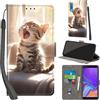 PHINIENLAND Cover per Samsung Galaxy A7 2018 Case PU Pelle Custodia [Kickstand] [Chiusura magnetica] [Slot per Schede], Portafoglio Flip Custodia per Samsung A7 2018,Gatto