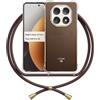 ANFAIRLACE Cover Cordino Compatibile con Xiaomi Redmi Note 15 Pro Plus/Poco M8 Pro 5G, Custodia Laccio Trasparente Silicone Morbido Regolabile Antiurto Rinforza Angoli Chiaro Case, Marrone