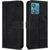 Bravoday Cover per Motorola Edge 40 Neo, Flip Custodia in Pelle PU con Slot per Schede, Portafoglio Custodia, Nero