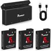 PoweLyt Osmo 360/Action 6/5 Pro/4/3 Batteria 3 pacchi 2100mAh Action 5 Pro Batterie e Stazione di ricarica rapida a 3 canali Compatibile con DJI Osmo Action 6/Action 5 Pro/Action 4/Action 3,Osmo 360