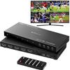 PORTTA 4K HDMI Multiviewer Switch 4x1 con PIP, Porta Quad Multi Viewer Switcher 4 in 1 Out con TosLink, supporto audio da 3,5 mm Supporto 4K 30Hz, 6 modalità di visualizzazione, downscaler
