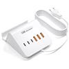 POANES LEENFAER Caricatore USB multiplo 25 W stazione di ricarica USB alimentatore di rete a 4 porte per iPhone 11 12 13 Pro Max XS Max XR X 8 7 6 Plus Samsung Galaxy S21 S9 S8 Plus LG Huawei smartphone ecc