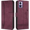 Bravoday Cover per Motorola Edge 30 Neo/Motorola Edge 30 Neo, Flip Custodia in Pelle PU con Slot per Schede, Portafoglio Custodia per Motorola Edge 30 Neo/Motorola Edge 30 Neo, Vino Rosso