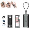 JJC Set di custodia per scheda di memoria da viaggio con lettore di schede USB 3.0 e strumento di rimozione della scheda in slot per SD x1 + TF/MSD x2 + Nano SIM x1, custodia per il schede SD - grigio