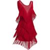FYMNSI Abito da ballo latino da donna con nappe frange strass senza maniche abiti da ballo professionale da sala da ballo Tango Salsa Dancewear, Rosso, XL