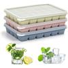 Kanzith Contenitore per cubetti di ghiaccio con coperchio, 24 scomparti, quadrato, in silicone, con coperchio, 3 pezzi, senza BPA e riutilizzabili, per caffè, gelato