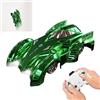 7JI Auto telecomandata da parete per arrampicata, auto radiocomandata, giocattolo acrobazia, rotazione a 360° per arrampicata auto, auto elettrica, senza peso, luci a LED, regali per adulti (verde)