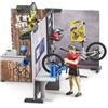 bruder 63120 - negozio di biciclette bworld con bici da corsa, mountain bike, officina, attrezzature, utensili, banco di vendita