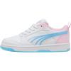 PUMA Rebound V6 Lo Jelly Heaven JR Sneaker, White-Vibrant Blue-Pink Shimmer, 4 UK, Puma Bianco Vivace Blu Rosa Shimmer, 4 UK