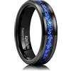 King Will Fede nuziale da uomo in carburo di tungsteno, 6 mm, 8 mm, nero/argento, con intarsi a frammenti, bordo smussato, Carburo di tungsteno, Nessuna pietra preziosa