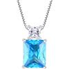 starchenie Collana Donna Argento 925 con Ciondolo Acquamarina Blu Zirconi Collana Pietra Portafortuna a Rettangolo Taglio