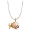 Hipearl Collane di Perle di Pesce per Donna, Collana di Perle d'Acqua Dolce Barocca con Pesce Dorato per Mamma Figlia, 18k Placcato Oro, Perle da 14-20mm, 45,7cm + 6,4cm di Prolunga, Regalo di Anniversario o