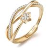 JeweBella Anello Donna Argento 925 Regolabile Cuore Stella Zirconia Cubica Fidanzamento Matrimonio Promessa Anello Anniversario Regalo Donne Argento Oro Rosa