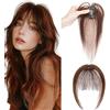 Benehair Frangia a Clip in Capelli Veri, 20g Frangia Finta Capelli Umani 360°, Capello Veri Extension Clip in, con Tempie per Modificare la Forma di un Viso Alto e l'attaccatura Marrone Scuro #02