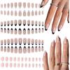 HTTDSLF 96 Pezzi Unghie Finte French Mignonne Amandorate, French Tipp Press on Nails, Unghie Finte Corte, Mandorle Finte Unghie, per Nail Art per Donne e Ragazze