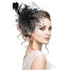 Anseom Fascinator Copricapo da Sposa, Donne Fascinator Fascia Accessori per Capelli da Sposa Copricapo di Piume di Cappello Cocktail Party Accessori per Capelli (nero)