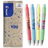 PILOT - Set di 4 G2 Flow - Edizione Limitata - Penne Roller a Inchiostro Gel Retrattili - Ricaricabili - Corpo Rosa, Blu, Giallo, Verde - Inchiostro Blu e Nero - Punta Media