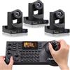Chameye NDI PTZ Telecamera Kit, 20x Zoom Ottico, AI Tracciamento, 3G-SDI HDMI USB3.0, con 3* Telecamere NDI PTZ 20x+ Controller PTZ per eventi educativi di culto in chiesa, 3*C720N+E300