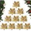 MEJOSER 10 fiori di Natale artificiali, 22 cm, dorati, grandi decorazioni per albero di Natale, ghirlanda di Natale