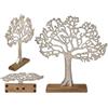 Out of the blue Statuetta decorativa con albero della vita argentato, elegante accessorio per la casa in materiale robusto su supporto in legno, albero simbolico per soggiorno e corridoio, idea regalo