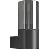 Eglo Lampada da parete esterna Cropani, luce decorativa con cilindro in vetro fumé, per muro esterno, plastica e vetro nero, attacco E27, IP54