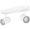 Eglo lampada da soffitto Consuma 1, barra spot 2 fiamme, illuminazione bagno a soffitto in metallo bianco, faretti con portalampada GU10, IP44