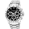 Stuhrling Original Stührling - Orologio da uomo con cronografo, cinturino in acciaio inox, con corona a vite, resistente all'acqua fino a 100 m, quadrante analogico, movimento al quarzo, Argento-B