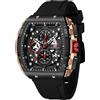 MF MINI FOCUS FORSINING Mini Focus Orologio Uomo Sportivo alla Moda, Orologio Cronografo al Quarzo Impermeabile con Funzione Luminosa e Calendario, Cinturino in Silicone Morbido, Orologio Casual per Uomo