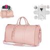 Stafeny Borsa da Viaggio Foldable, Garment Duffle Bag, Convertibile per Donna, Capacità PU in Pelle Folding Carry On con Pouch per Scarpe Rosa