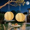 Auting Lampions solari per esterni, 2 lampade a LED solari da 20 cm, per esterni, in nylon, resistenti alle intemperie, per giardino, terrazza, matrimonio, decorazione (bianco caldo)