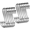 WEERSTONE Confezione da 12 ganci a S in acciaio inox a forma di S,S ganci in metallo resistenti per utensili da cucina, ufficio, bagno, armadio, officina, garage, ufficio,casa