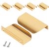 LOLANIUT Set Di 10 Maniglie Incassate 64mm, Maniglie Armadio, Maniglia A Incavo In Metallo Oro totale 80mm per Mobile, Armadio, Cassetto e Cucina - Installazione Facile con Viti e Cacciavite Inclusi