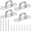 Swpeet 4 ganci ovali M8 304 in acciaio inox color argento, con viti e ancoraggi in plastica, set di ganci hardware marino, per fissare l'appendere