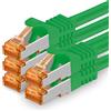 1aTTack.de 687933 Cat7-5x 0,5m - Cavo di rete Cat 7 Ethernet Lan 10 Gb/s PIMF LSZH Verde