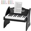 VEVOR Tastiera per Pianoforte per Bambini a 25 Tasti, Mini Strumento Musicale Giocattolo Educativo con Suono Realistico, Doppia Alimentazione, Volume Regolabile per Bambini Piccoli, Nero