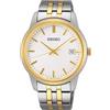 Seiko Orologio da uomo al quarzo in acciaio inox con cinturino, argento-oro., M, Quarzo